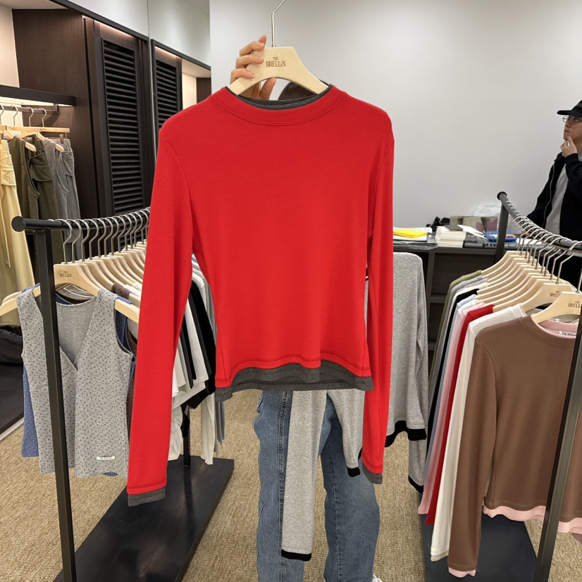 BRELLIN東大門㊣代購女士新款職業時尚推薦長袖T恤假兩件春款BRELLIN長袖T恤圖色3