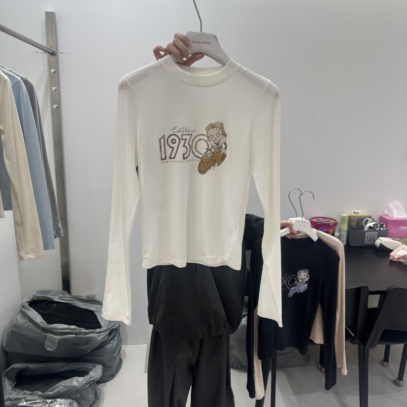 VISUAL SPACE東大門㊣代購女士新款時尚職業休閑長袖T恤春款VISUAL SPACE長袖T恤圖色1