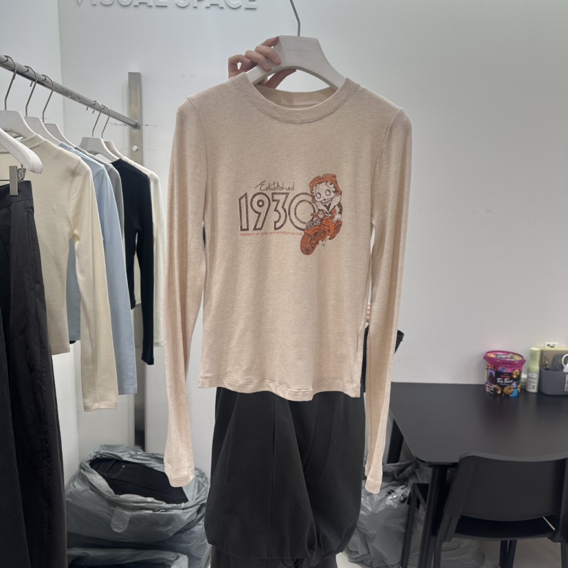 VISUAL SPACE東大門㊣代購女士新款時尚職業休閑長袖T恤春款VISUAL SPACE長袖T恤圖色2