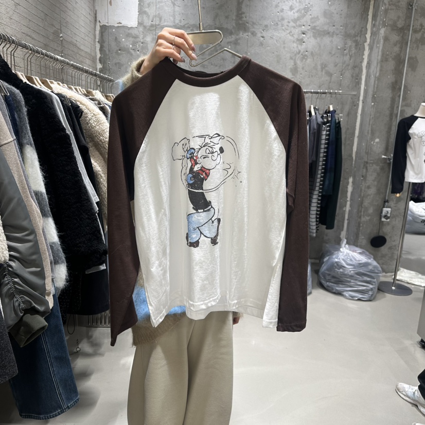 JUNI東大門㊣實拍女裝新品推薦人氣時尚休閑長袖T恤大力水手my juni長袖T恤圖色2