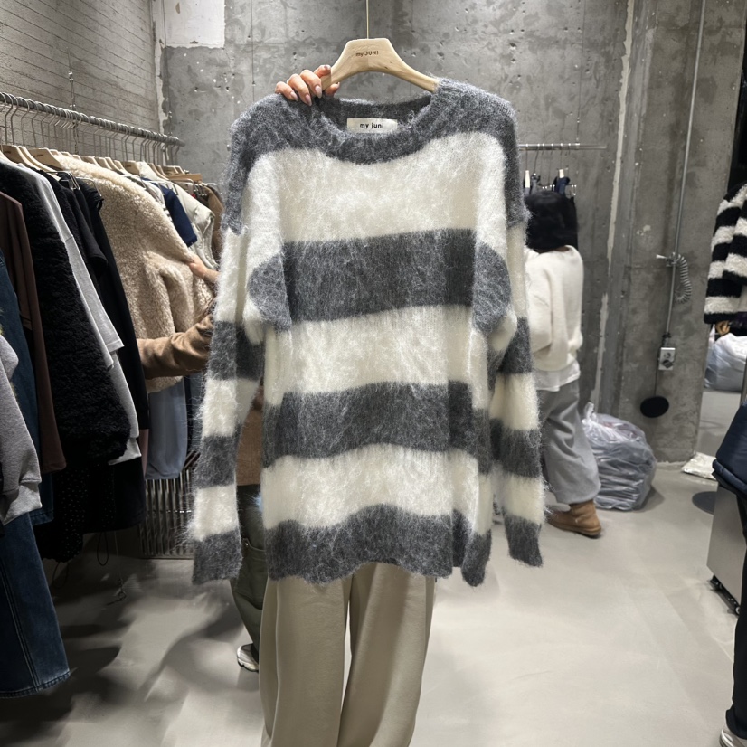 JUNI韓國代購㊣女裝新款人氣熱賣25秋冬休閑時尚針織衫安哥拉my juni針織衫圖色1