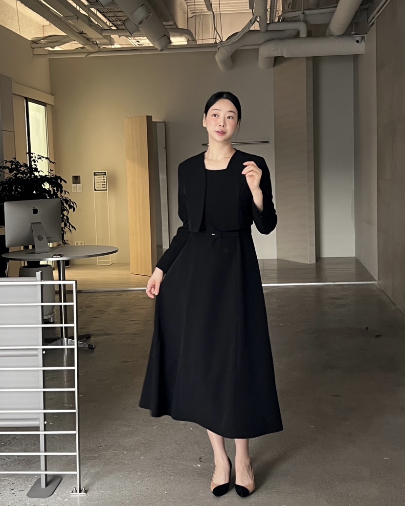 VERNI韓國直郵㊣女裝新款熱賣推薦休閑人氣時尚連衣裙含腰帶VERNI連衣裙