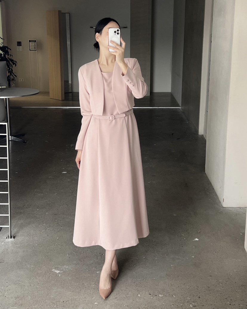 VERNI韓國直郵㊣女裝新款熱賣推薦休閑人氣時尚連衣裙含腰帶VERNI連衣裙