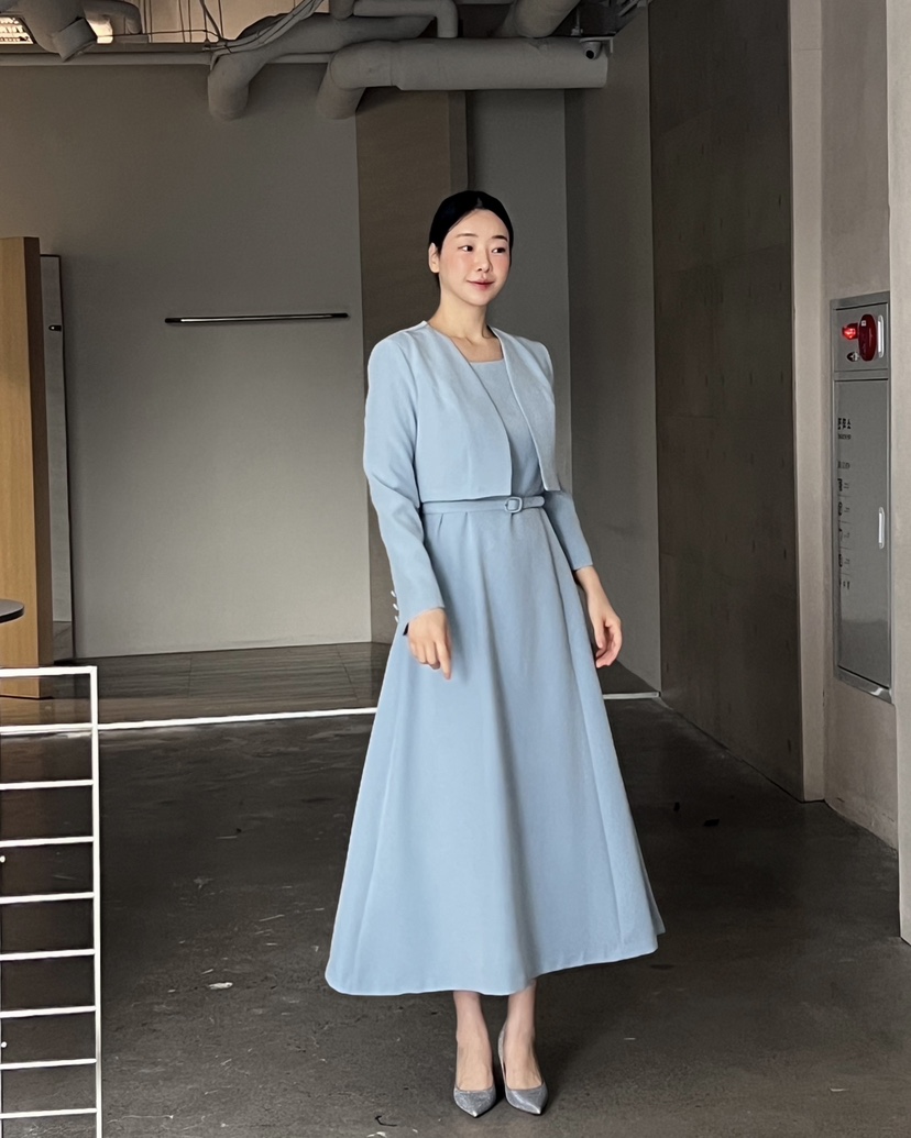 VERNI韓國直郵㊣女裝新款熱賣推薦休閑人氣時尚連衣裙含腰帶VERNI連衣裙