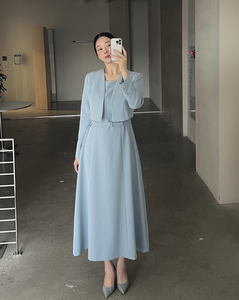 VERNI韓國直郵㊣女裝新款熱賣推薦休閑人氣時尚連衣裙含腰帶VERNI連衣裙