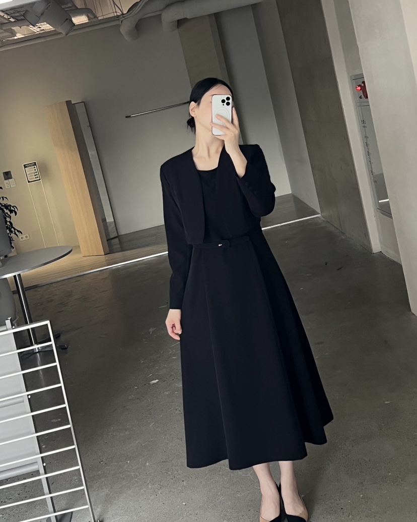 VERNI韓國直郵㊣女裝新款熱賣推薦休閑人氣時尚連衣裙含腰帶VERNI連衣裙