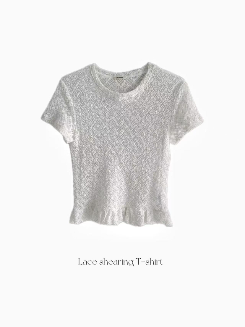 OLI SEOUL㊣東大門實拍女士新品休閑真品職業時尚推薦T恤蕾絲OLI SEOULT恤