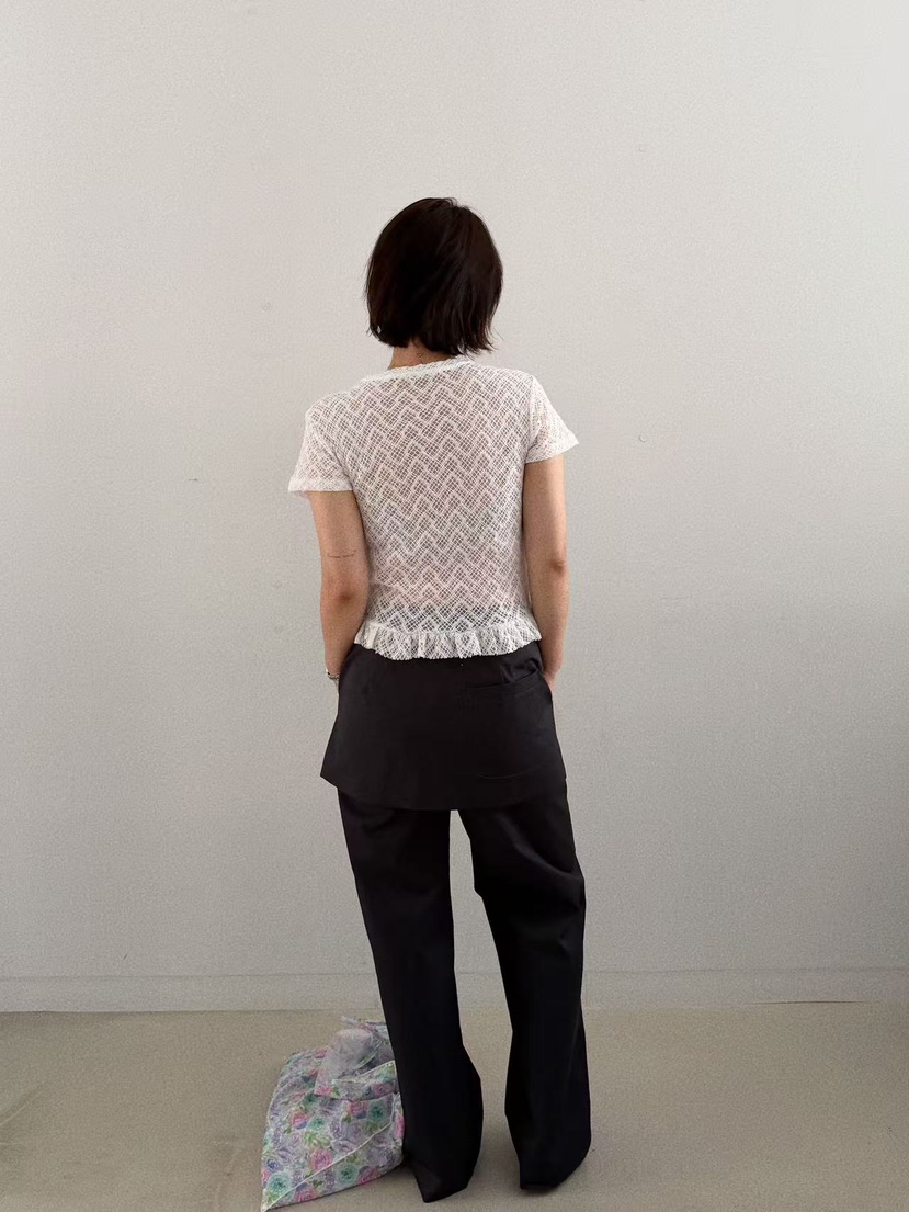 OLI SEOUL㊣東大門實拍女士新品休閑真品職業時尚推薦T恤蕾絲OLI SEOULT恤