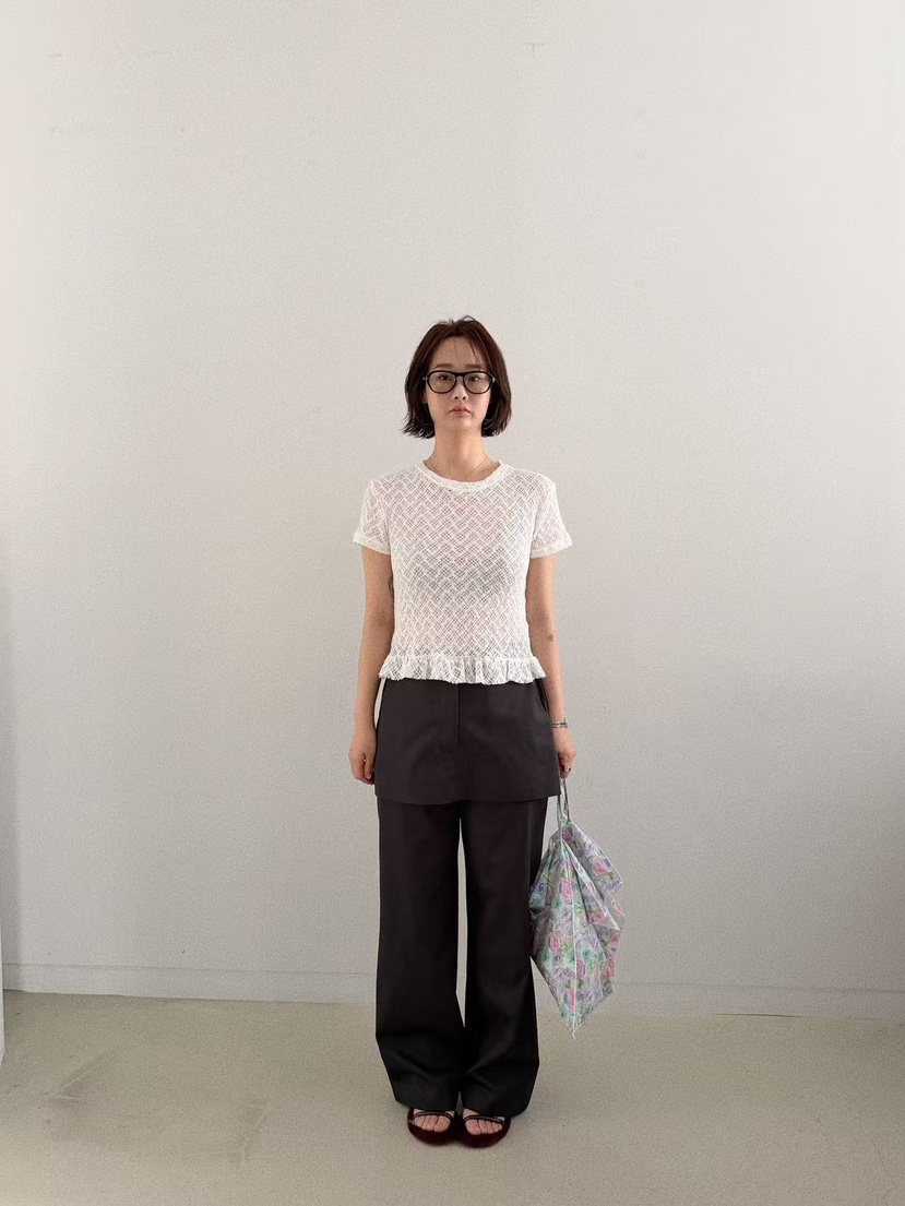 OLI SEOUL㊣東大門實拍女士新品休閑真品職業時尚推薦T恤蕾絲OLI SEOULT恤