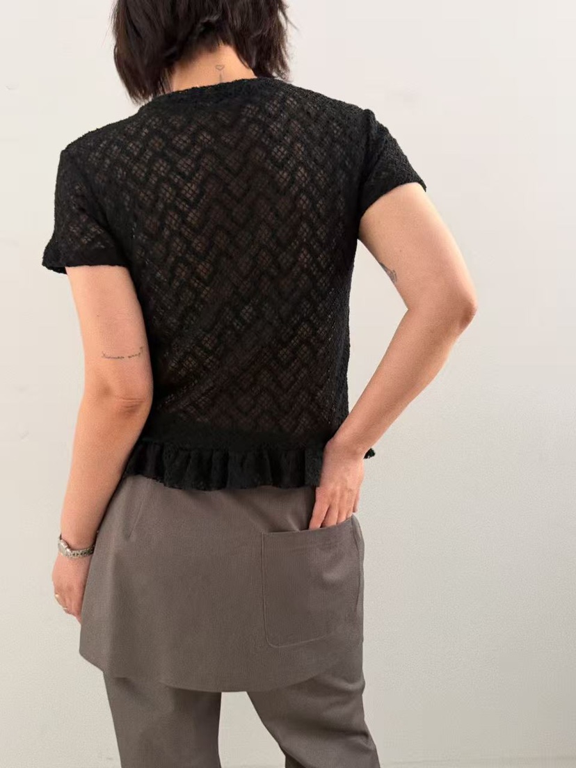 OLI SEOUL㊣東大門實拍女士新品休閑真品職業時尚推薦T恤蕾絲OLI SEOULT恤