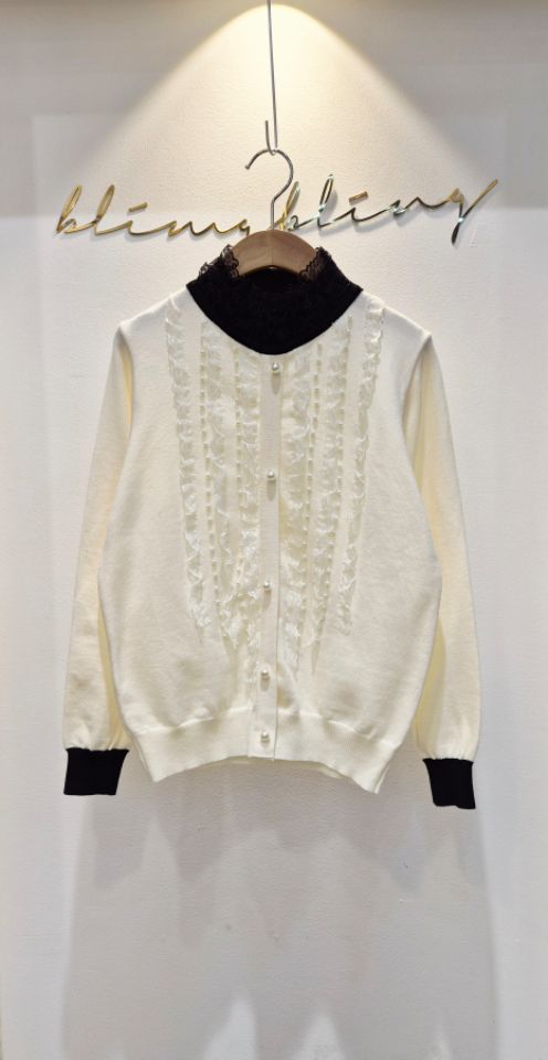 RICO韓國代購㊣女士新品時尚推薦26春夏熱賣職業針織衫蕾絲bling bling/RICO針織衫圖色2