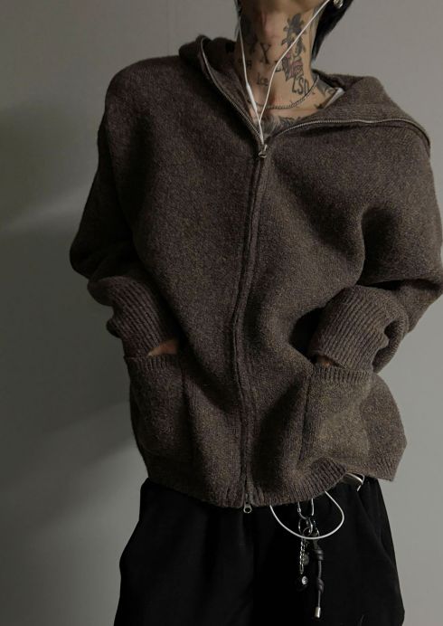 HESTORY韓國代購㊣女裝新款職業毛衣連帽針織衫男女同款拉鏈HESTORY毛衣