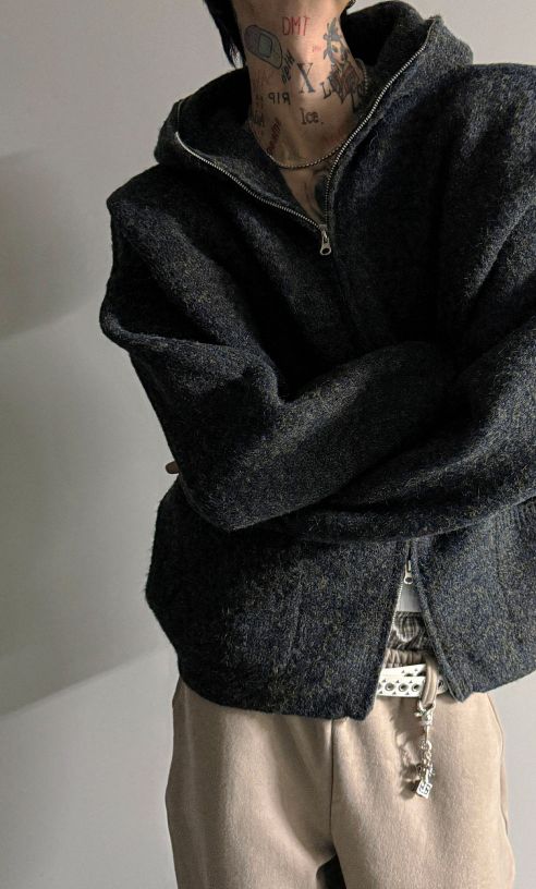 HESTORY韓國代購㊣女裝新款職業毛衣連帽針織衫男女同款拉鏈HESTORY毛衣