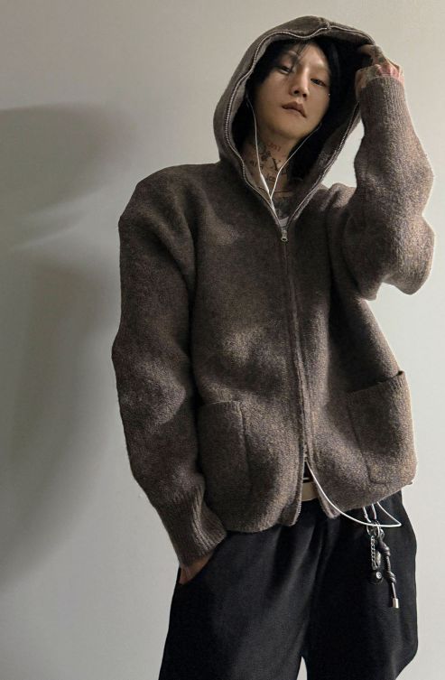 HESTORY韓國代購㊣女裝新款職業毛衣連帽針織衫男女同款拉鏈HESTORY毛衣