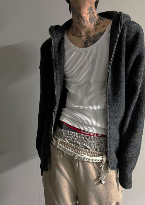 HESTORY韓國代購㊣女裝新款職業毛衣連帽針織衫男女同款拉鏈HESTORY毛衣