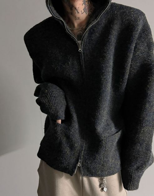 HESTORY韓國代購㊣女裝新款職業毛衣連帽針織衫男女同款拉鏈HESTORY毛衣