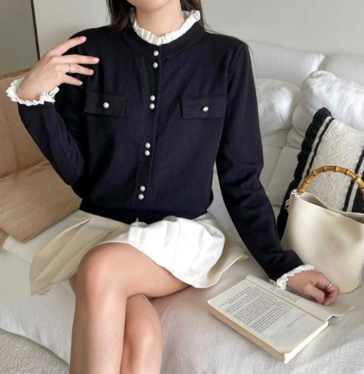 RICO韓國代購㊣女裝新款26春夏時尚人氣真品推薦針織衫紐扣bling bling/RICO針織衫