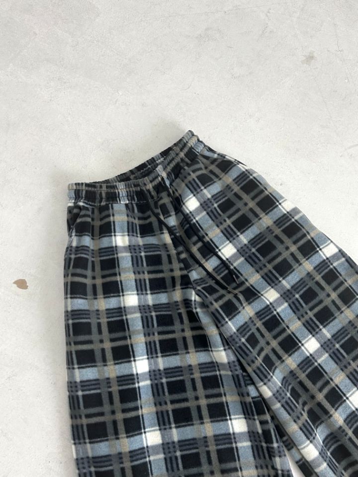 HESTORY韓國代購㊣女裝新品人氣推薦休閑褲男女同款格紋抓絨HESTORY休閑褲