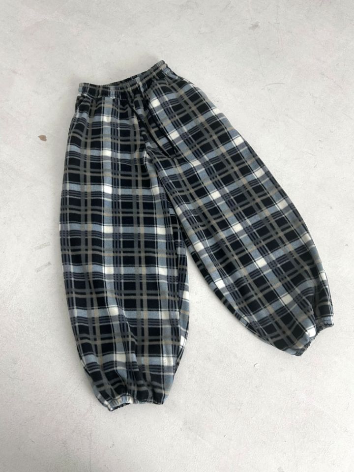 HESTORY韓國代購㊣女裝新品人氣推薦休閑褲男女同款格紋抓絨HESTORY休閑褲