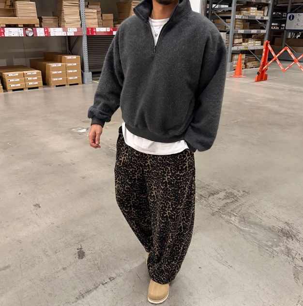 HESTORY㊣東大門代購女裝新品推薦26春夏休閑褲男女同款抓絨豹紋HESTORY休閑褲