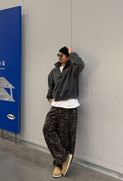 HESTORY㊣東大門代購女裝新品推薦26春夏休閑褲男女同款抓絨豹紋HESTORY休閑褲