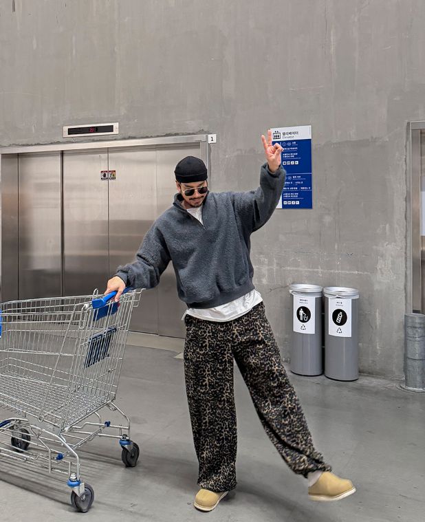 HESTORY㊣東大門代購女裝新品推薦26春夏休閑褲男女同款抓絨豹紋HESTORY休閑褲