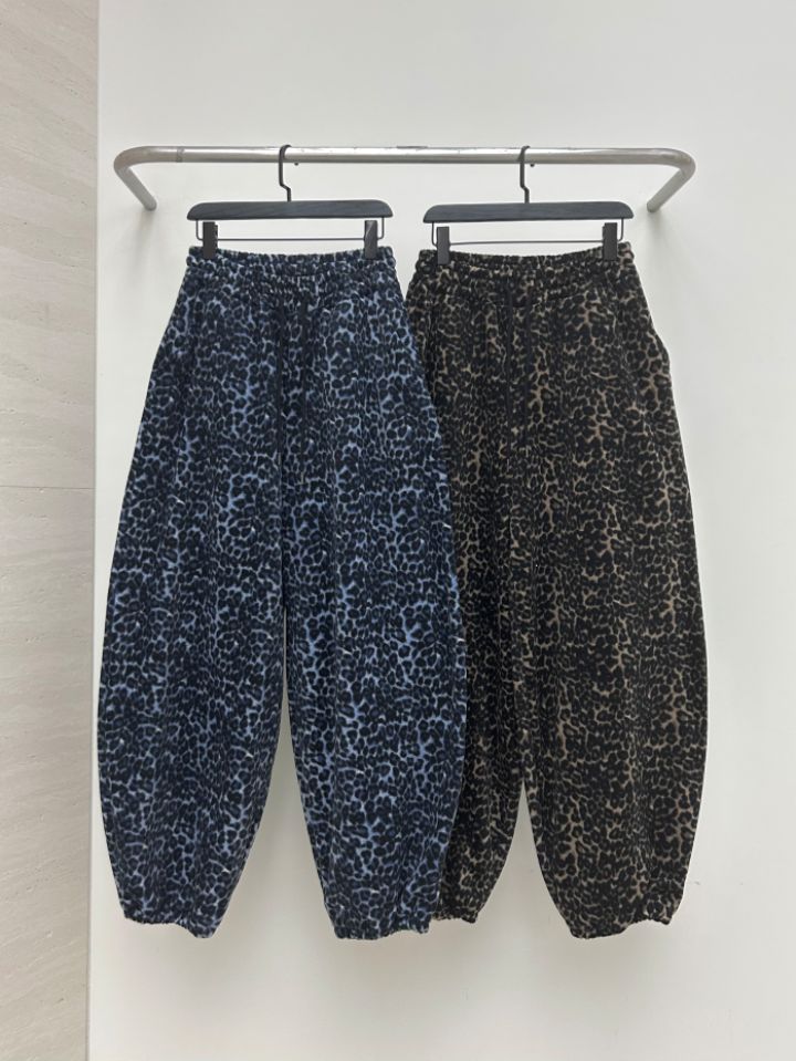 HESTORY㊣東大門代購女裝新品推薦26春夏休閑褲男女同款抓絨豹紋HESTORY休閑褲