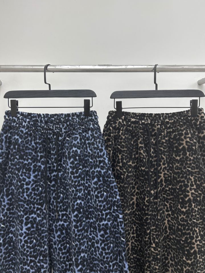 HESTORY㊣東大門代購女裝新品推薦26春夏休閑褲男女同款抓絨豹紋HESTORY休閑褲