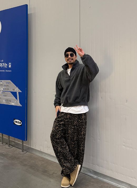 HESTORY㊣東大門代購女裝新品推薦26春夏休閑褲男女同款抓絨豹紋HESTORY休閑褲