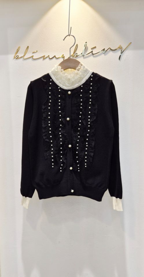 BLING BLING-S韓國代購㊣女裝新款熱賣休閑時尚針織衫蕾絲BLING BLING-S針織衫圖色1