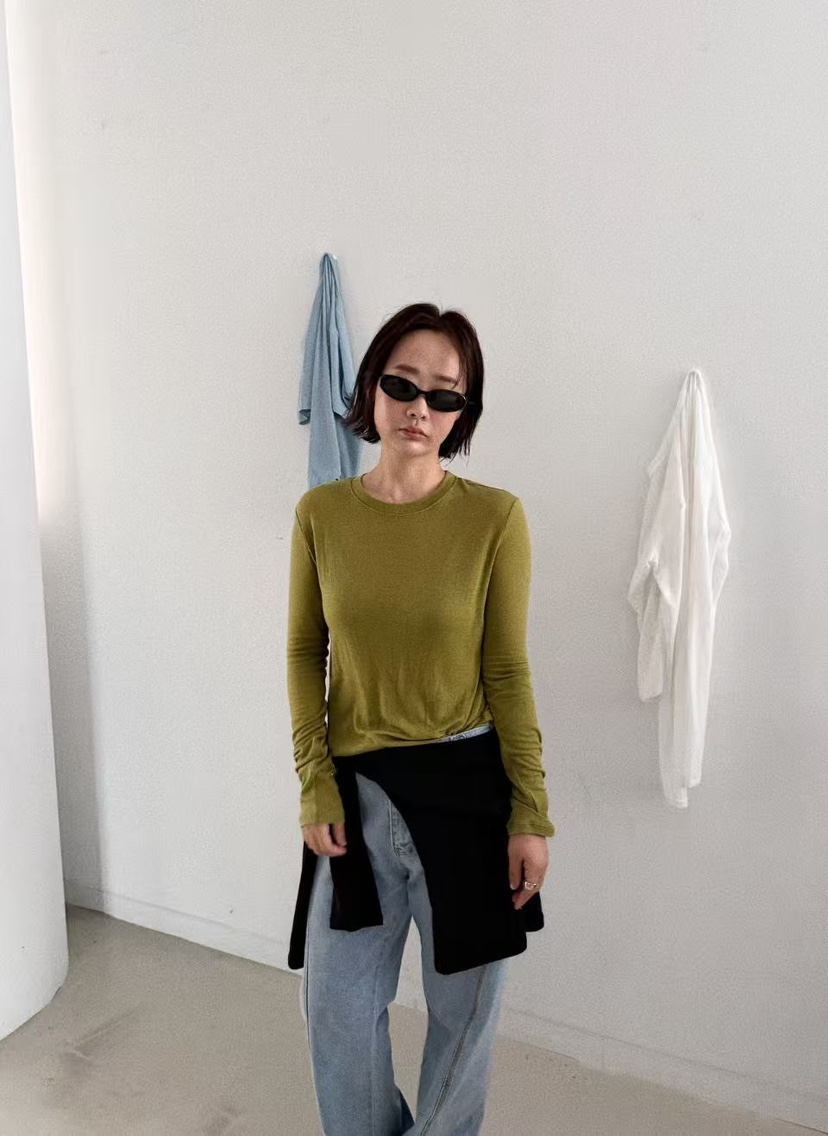 OLI SEOUL㊣東大門實拍女裝新款推薦熱賣職業時尚休閑長袖T恤OLI SEOUL長袖T恤