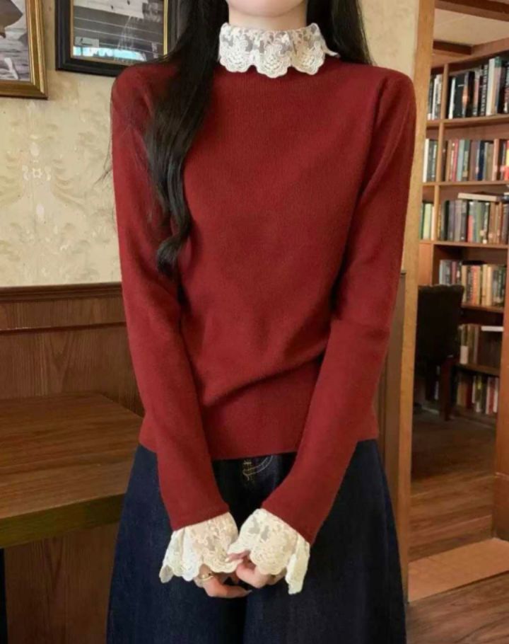 RICO㊣東大門代購女裝新品時尚休閑職業人氣熱賣針織衫蕾絲bling bling/RICO針織衫