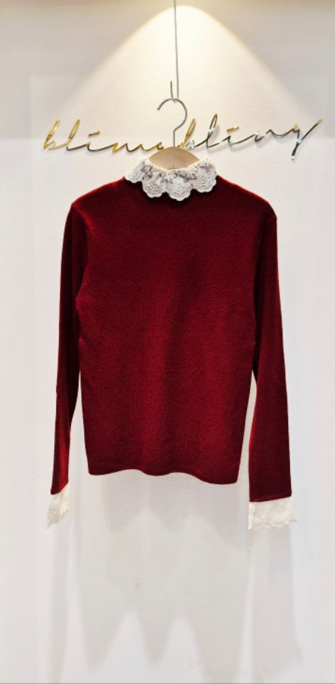 RICO㊣東大門代購女裝新品時尚休閑職業人氣熱賣針織衫蕾絲bling bling/RICO針織衫圖色1