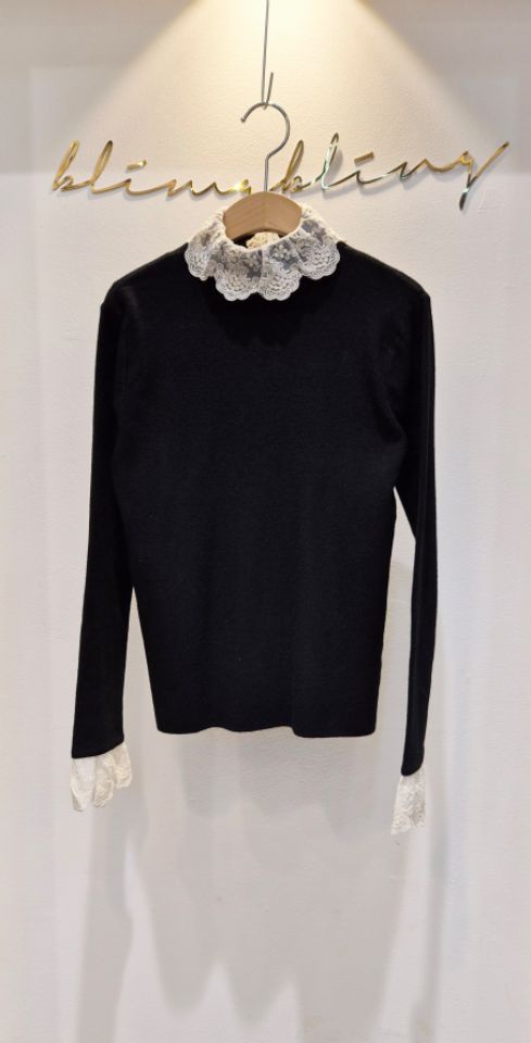 RICO㊣東大門代購女裝新品時尚休閑職業人氣熱賣針織衫蕾絲bling bling/RICO針織衫圖色3