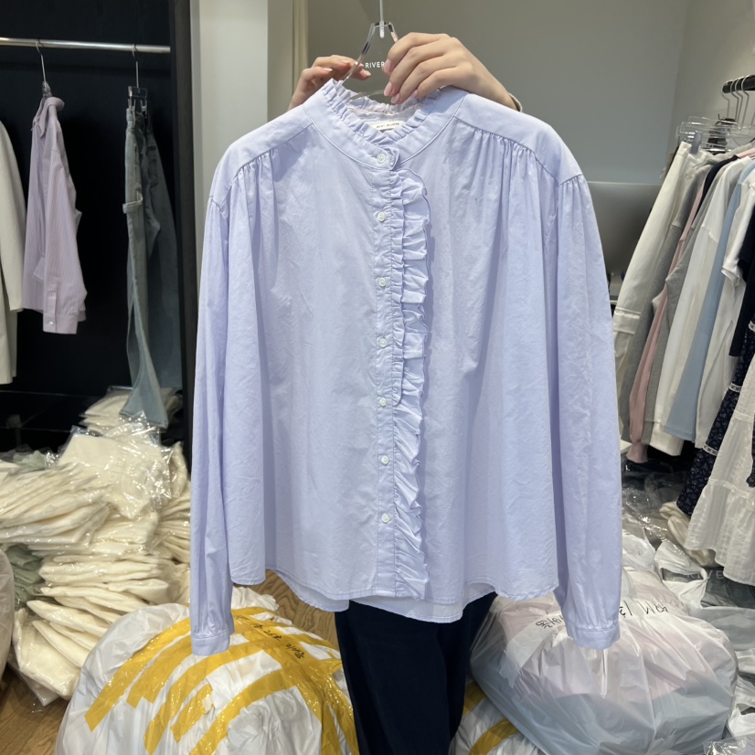 RIVEROOM㊣東大門實拍女士新款時尚26春夏真品襯衫蕾絲衫春款RIVEROOM襯衫/蕾絲衫圖色2