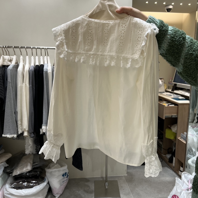 BY FLOW東大門直郵㊣女士新品休閑26春夏襯衫蕾絲衫拉絲春款BY FLOW襯衫/蕾絲衫