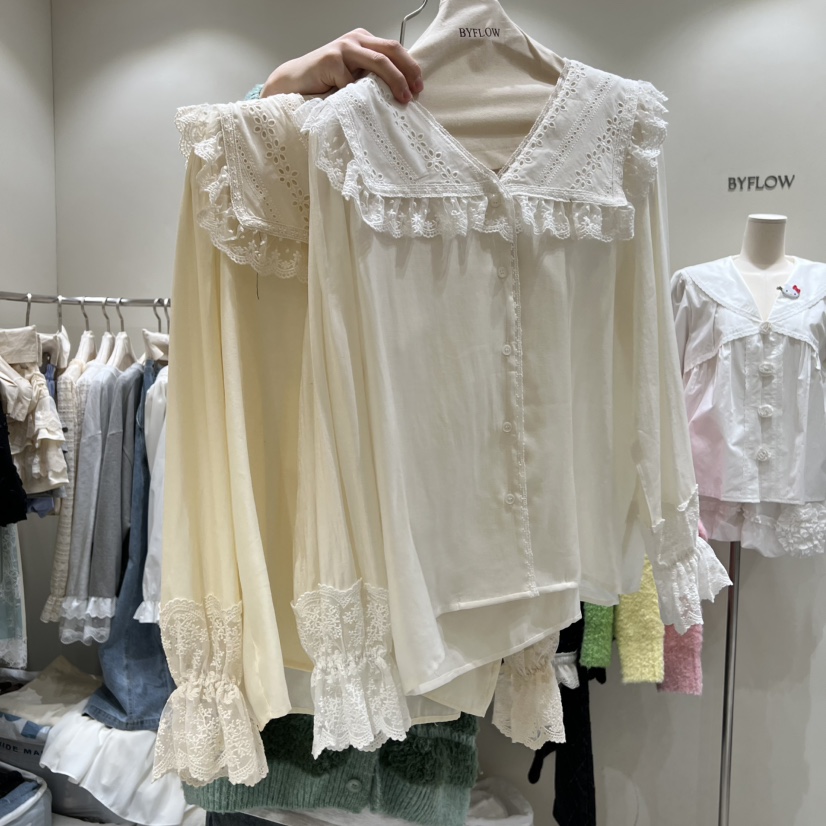 BY FLOW東大門直郵㊣女士新品休閑26春夏襯衫蕾絲衫拉絲春款BY FLOW襯衫/蕾絲衫