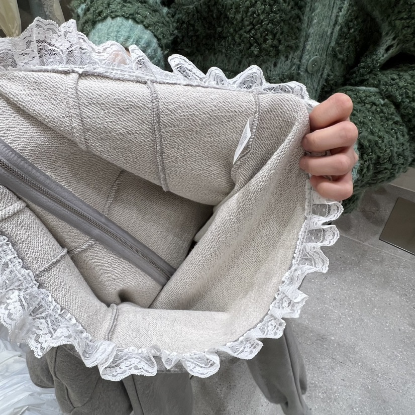 BY FLOW韓國直郵㊣女裝新品熱賣人氣夾克連帽衫春款短款蕾絲BY FLOW夾克