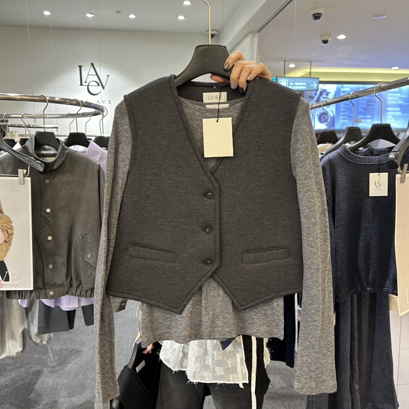 LE AVE韓國代購㊣女士新品人氣推薦休閑熱賣真品馬甲不含內搭LE AVE馬甲圖色2