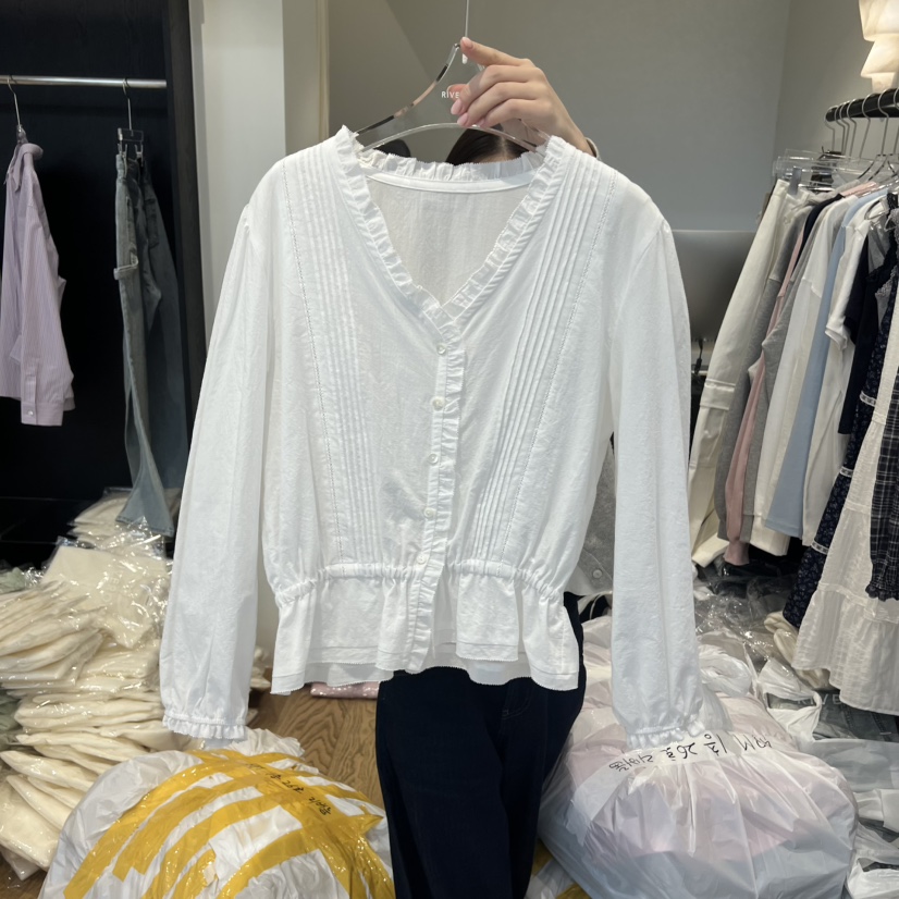 RIVEROOM韓國直郵㊣女士新品人氣時尚真品26春夏襯衫蕾絲衫春款RIVEROOM襯衫/蕾絲衫圖色1