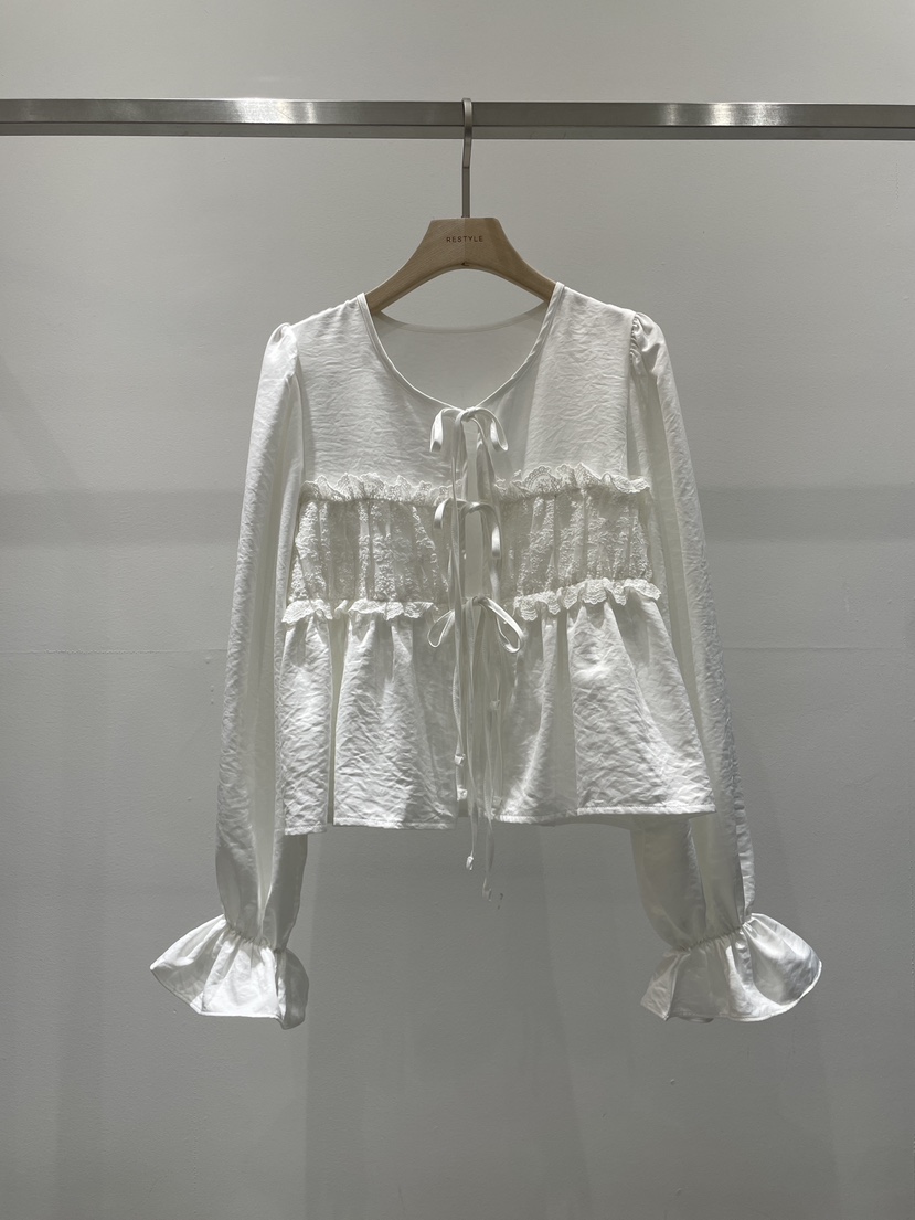 RE STYLE-Q㊣東大門代購女裝新款職業襯衫蕾絲衫春款絲質開衫RE STYLE襯衫/蕾絲衫圖色1