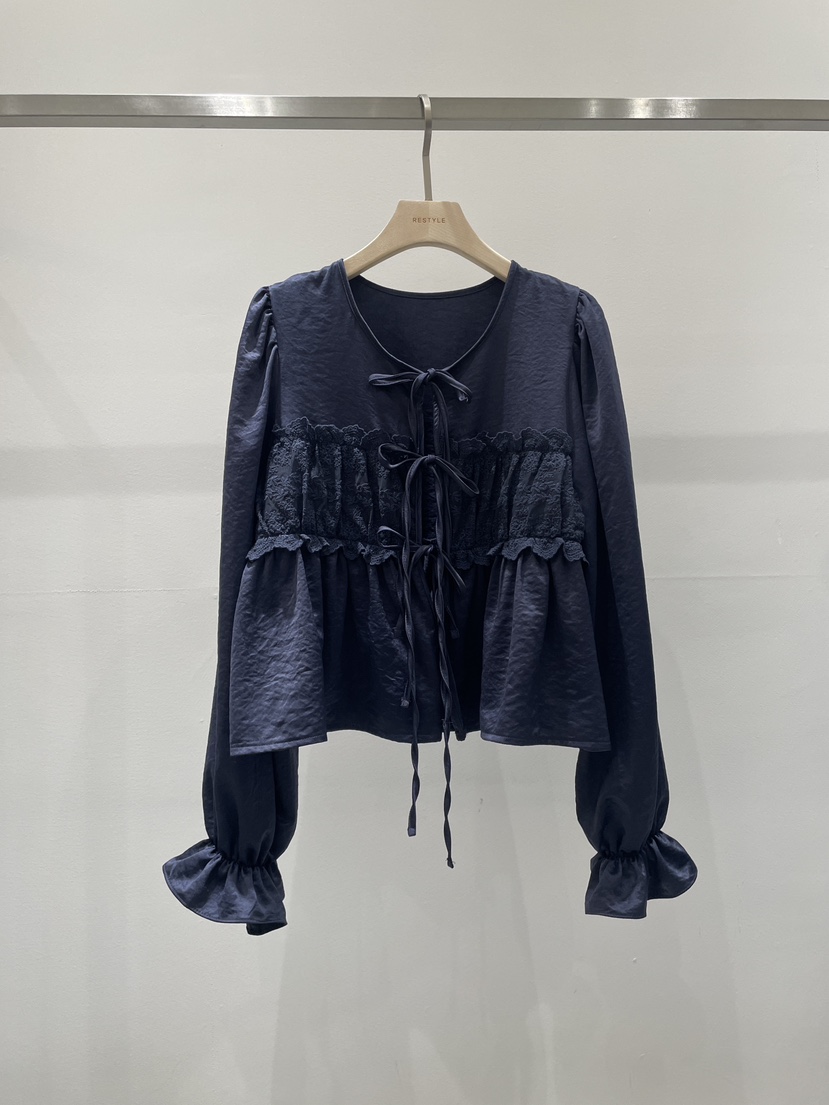 RE STYLE-Q㊣東大門代購女裝新款職業襯衫蕾絲衫春款絲質開衫RE STYLE襯衫/蕾絲衫圖色2