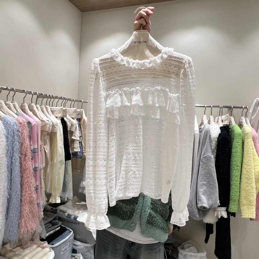 BY FLOW韓國代購㊣女裝新品時尚職業熱賣人氣襯衫蕾絲衫春款BY FLOW襯衫/蕾絲衫圖色2