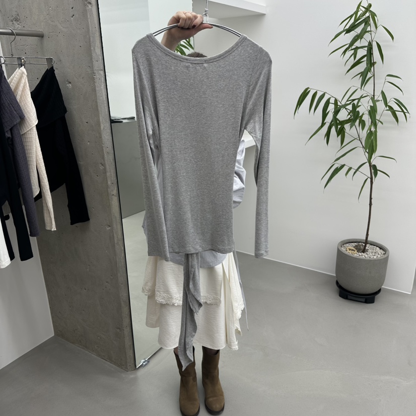 ENHANCE㊣東大門實拍女裝新品時尚推薦職業26春夏長袖T恤春款ENHANCE長袖T恤