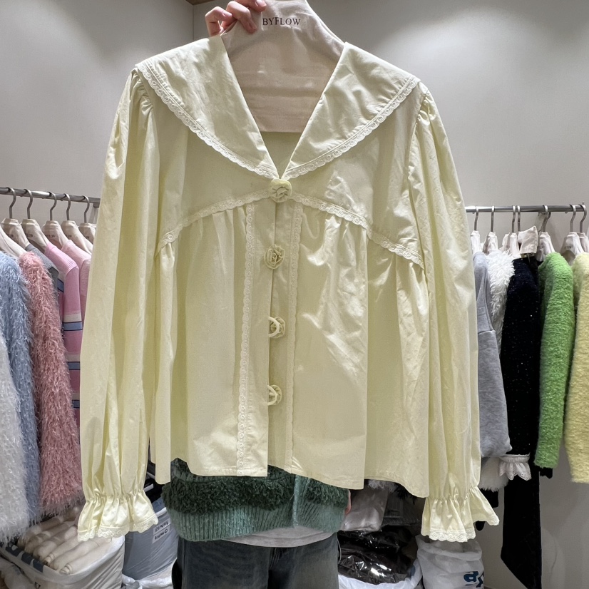 BY FLOW東大門直郵㊣女裝新款真品襯衫蕾絲衫不含配飾春款BY FLOW襯衫/蕾絲衫圖色1