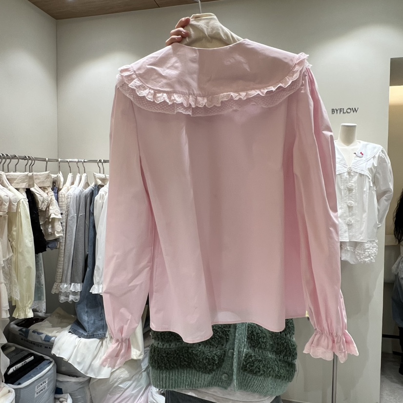 BY FLOW韓國直郵㊣女裝新款熱賣休閑人氣推薦襯衫蕾絲衫春款BY FLOW襯衫/蕾絲衫