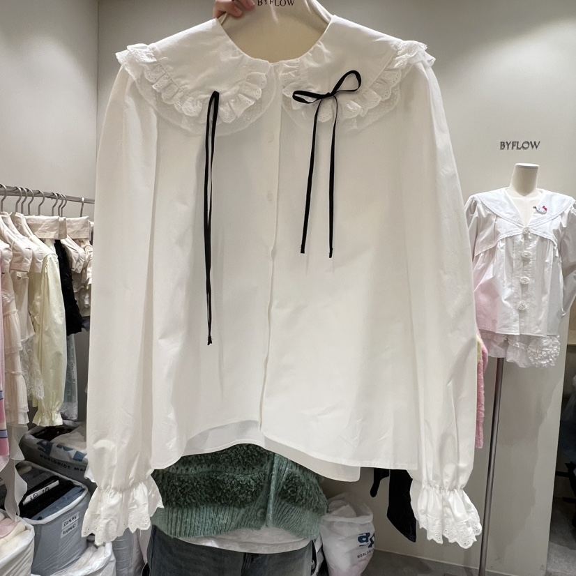 BY FLOW韓國直郵㊣女裝新款熱賣休閑人氣推薦襯衫蕾絲衫春款BY FLOW襯衫/蕾絲衫圖色1