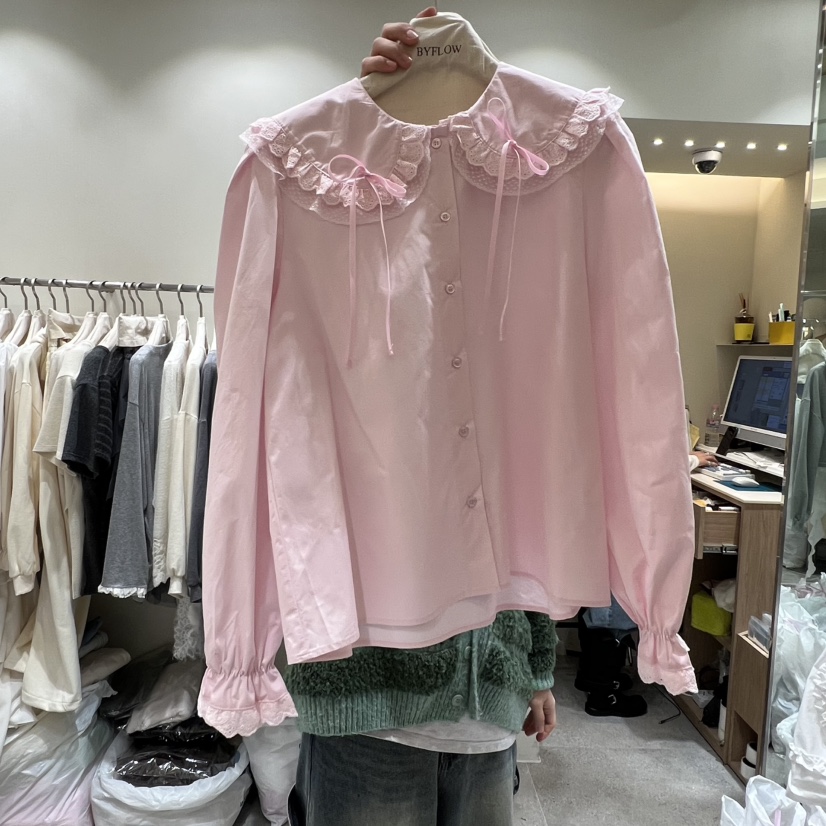 BY FLOW韓國直郵㊣女裝新款熱賣休閑人氣推薦襯衫蕾絲衫春款BY FLOW襯衫/蕾絲衫圖色2