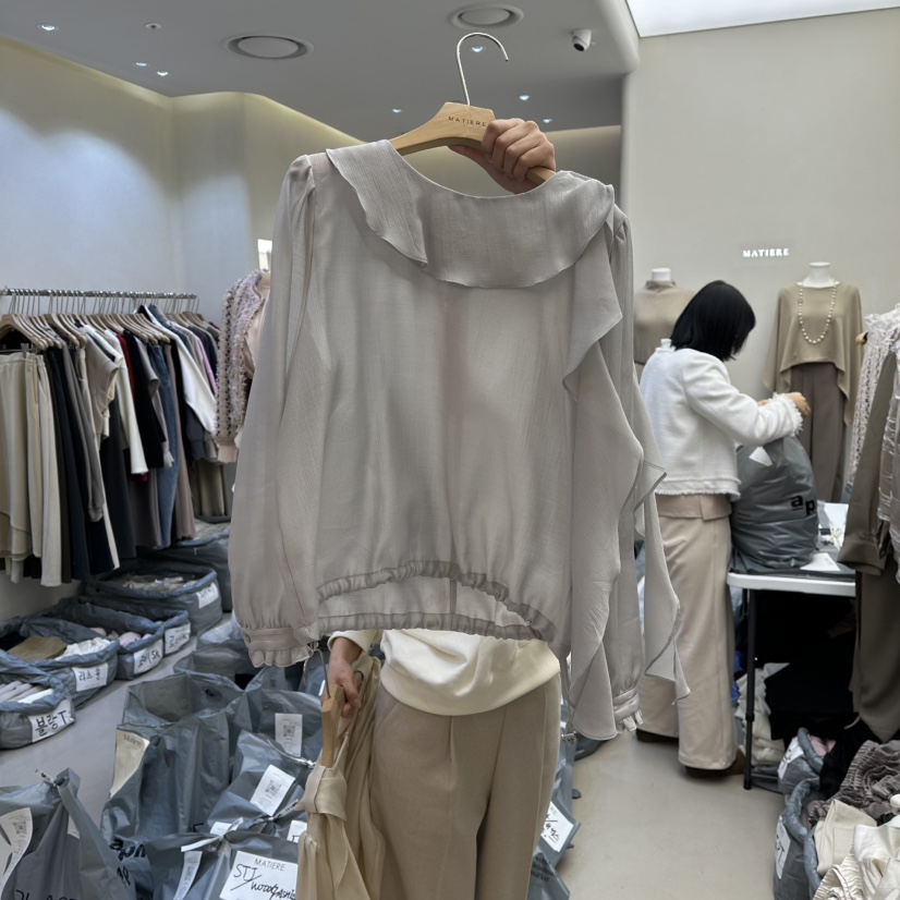 MATIERE韓國直郵㊣女士新品時尚推薦職業人氣襯衫蕾絲衫春款MATIERE襯衫/蕾絲衫圖色2