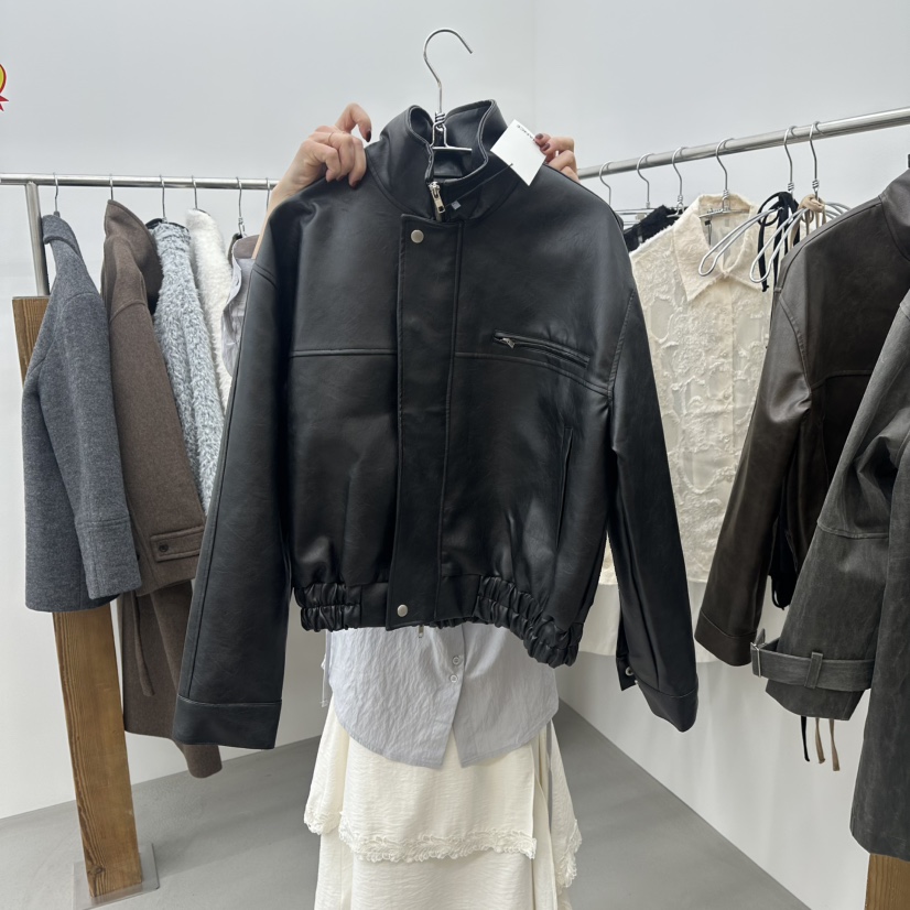 ENHANCE㊣東大門代購女裝新款26春夏休閑熱賣真品夾克春款高領ENHANCE夾克圖色1黑色